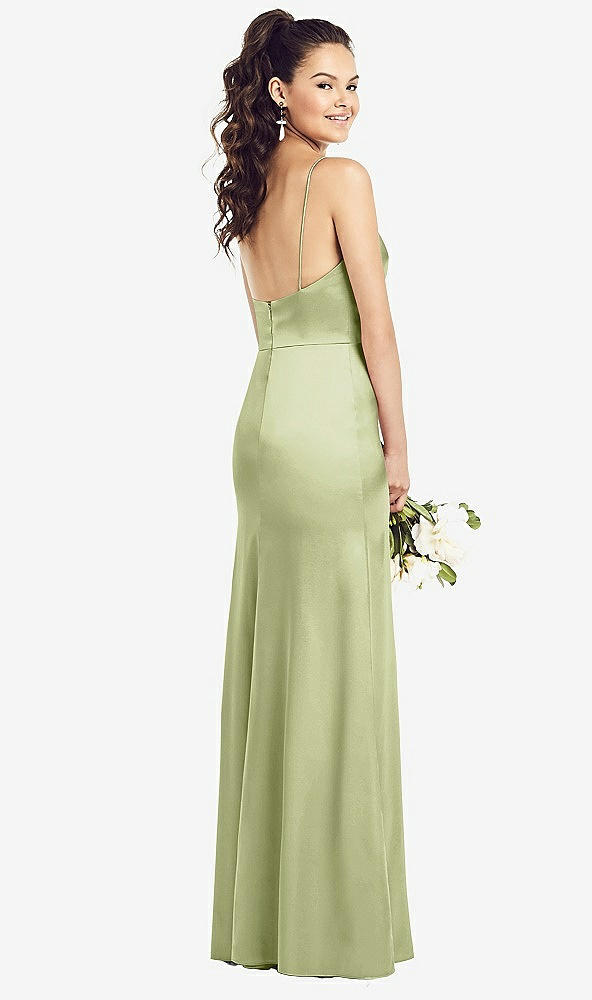 【STYLE: TH022】Slim Spaghetti Strap Wrap Bodice Trumpet Gown【COLOR: Mint】