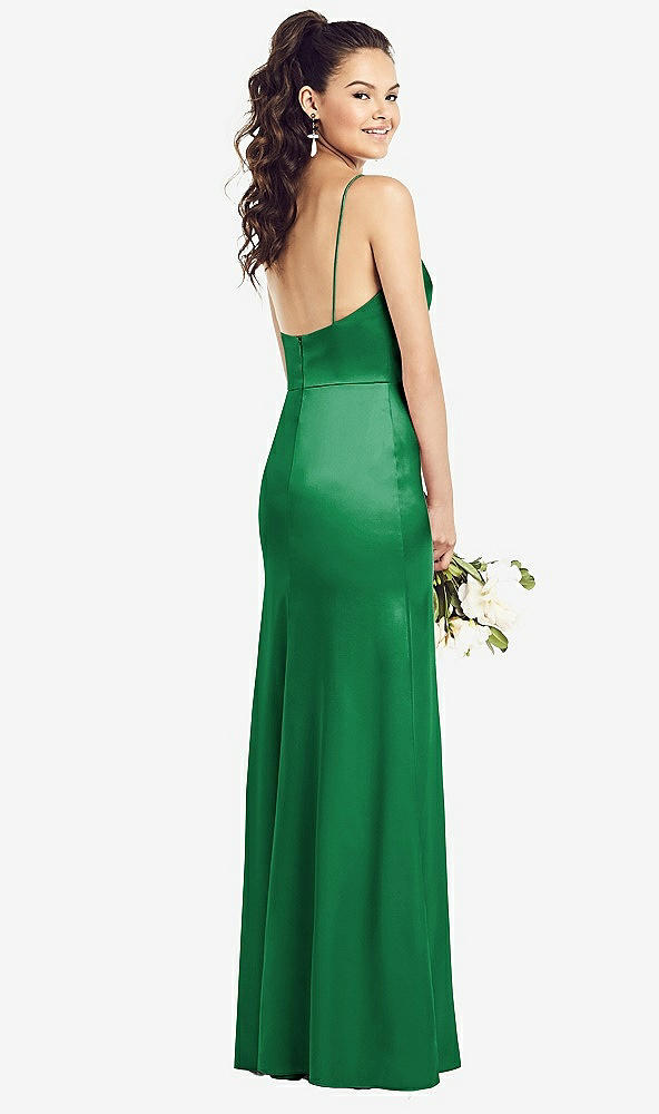 【STYLE: TH022】Slim Spaghetti Strap Wrap Bodice Trumpet Gown【COLOR: Shamrock】