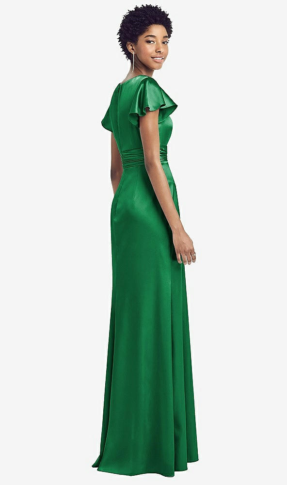 【STYLE: 8197】Flutter Sleeve Draped Wrap Stretch Maxi Dress【COLOR: Shamrock】
