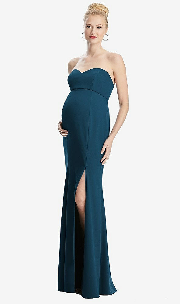 【STYLE: M440】Strapless Crepe Maternity Dress with Trumpet Skirt【COLOR: Atlantic Blue】