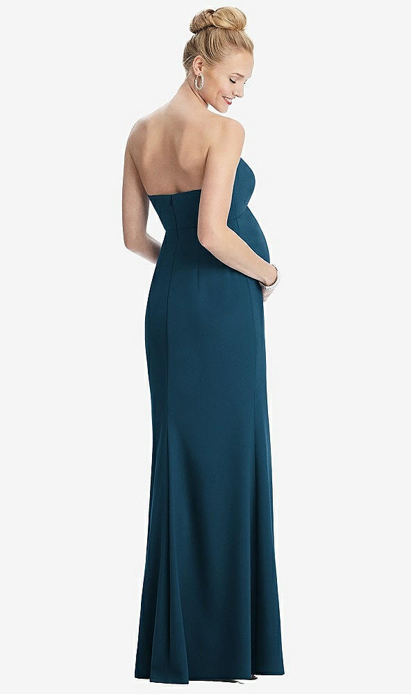 【STYLE: M440】Strapless Crepe Maternity Dress with Trumpet Skirt【COLOR: Atlantic Blue】