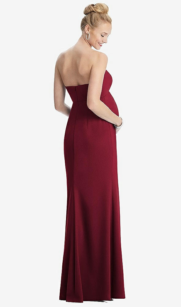 【STYLE: M440】Strapless Crepe Maternity Dress with Trumpet Skirt【COLOR: Burgundy】