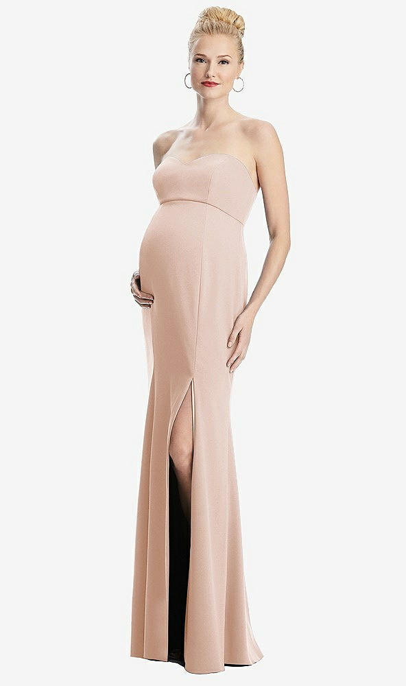 【STYLE: M440】Strapless Crepe Maternity Dress with Trumpet Skirt【COLOR: Cameo】