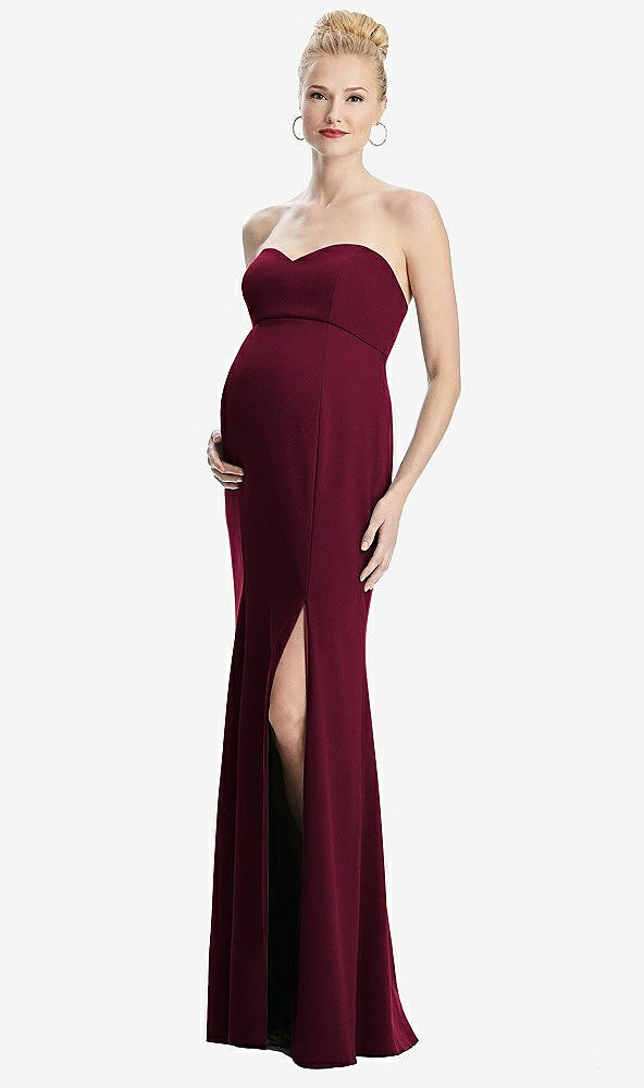 【STYLE: M440】Strapless Crepe Maternity Dress with Trumpet Skirt【COLOR: Cabernet】