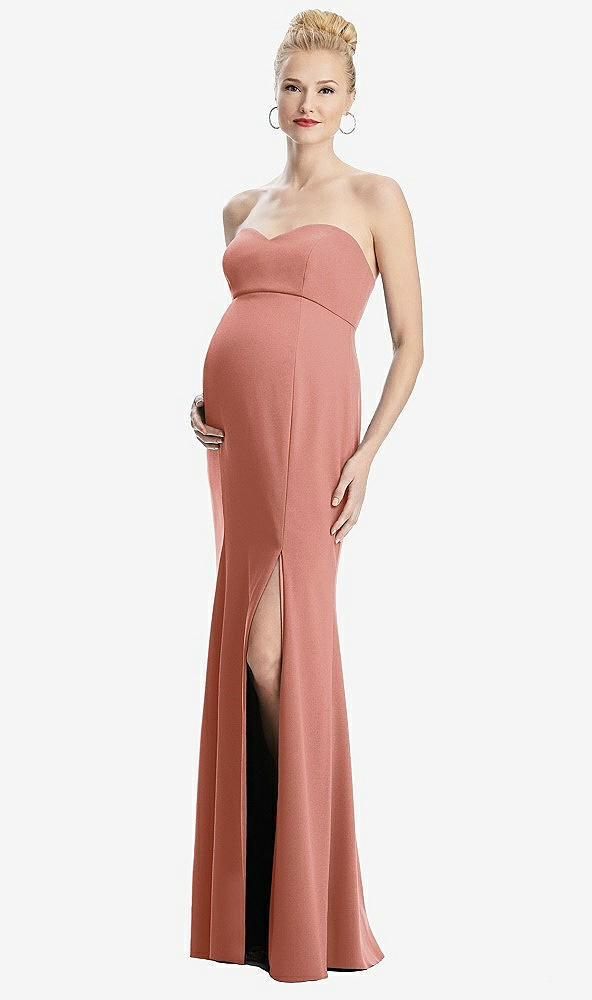 【STYLE: M440】Strapless Crepe Maternity Dress with Trumpet Skirt【COLOR: Desert Rose】