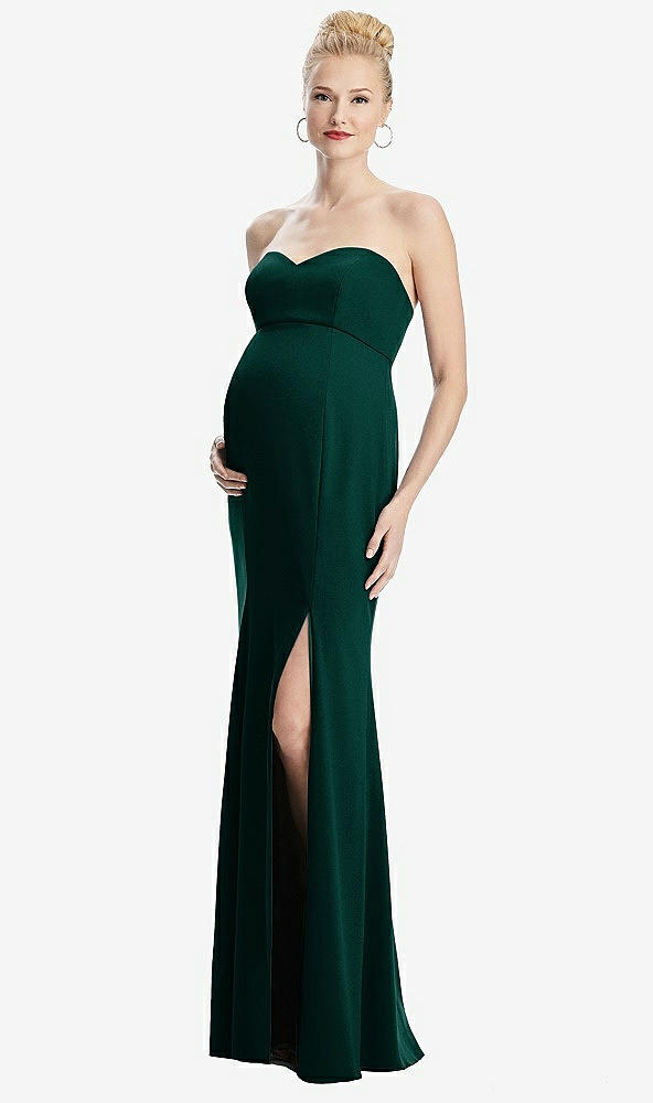 【STYLE: M440】Strapless Crepe Maternity Dress with Trumpet Skirt【COLOR: Evergreen】