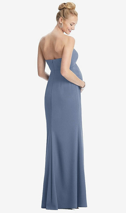 【STYLE: M440】Strapless Crepe Maternity Dress with Trumpet Skirt【COLOR: Larkspur Blue】