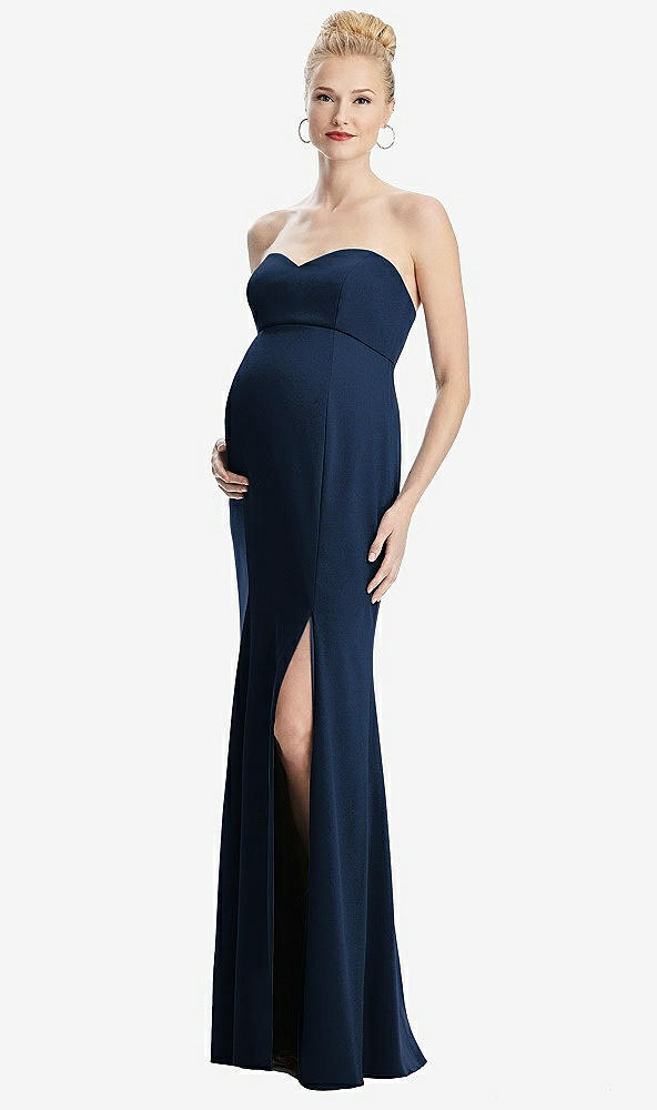 【STYLE: M440】Strapless Crepe Maternity Dress with Trumpet Skirt【COLOR: Midnight Navy】