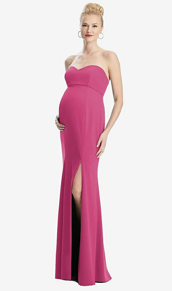【STYLE: M440】Strapless Crepe Maternity Dress with Trumpet Skirt【COLOR: Tea Rose】
