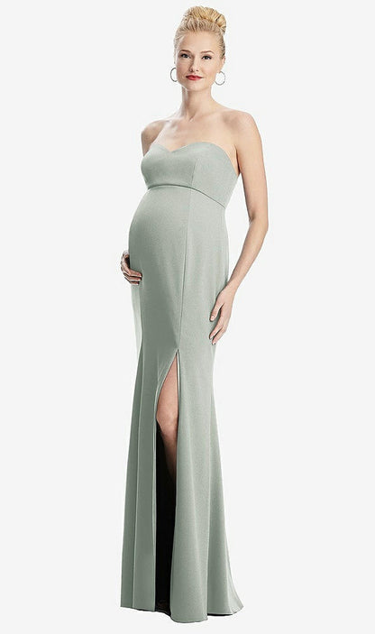 【STYLE: M440】Strapless Crepe Maternity Dress with Trumpet Skirt【COLOR: Willow Green】