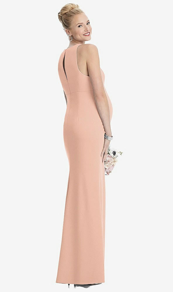 【STYLE: M441】Sleeveless Halter Maternity Dress with Front Slit【COLOR: Pale Peach】
