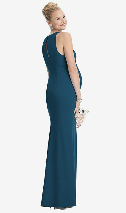【STYLE: M441】Sleeveless Halter Maternity Dress with Front Slit【COLOR: Atlantic Blue】
