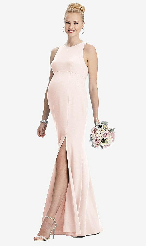 【STYLE: M441】Sleeveless Halter Maternity Dress with Front Slit【COLOR: Blush】