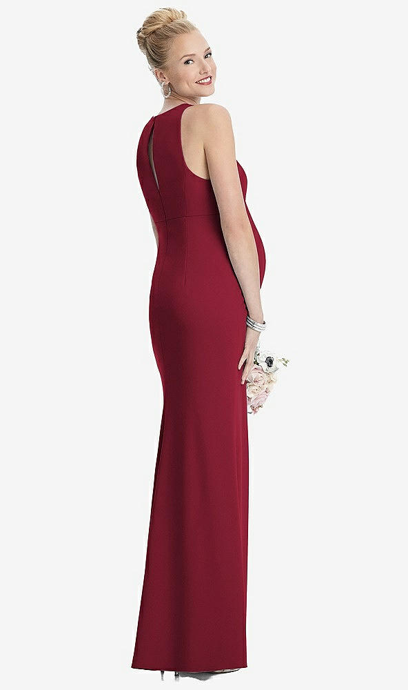 【STYLE: M441】Sleeveless Halter Maternity Dress with Front Slit【COLOR: Burgundy】