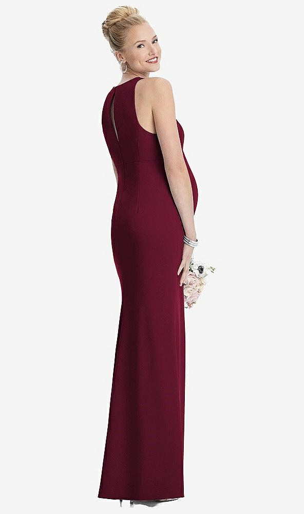【STYLE: M441】Sleeveless Halter Maternity Dress with Front Slit【COLOR: Cabernet】