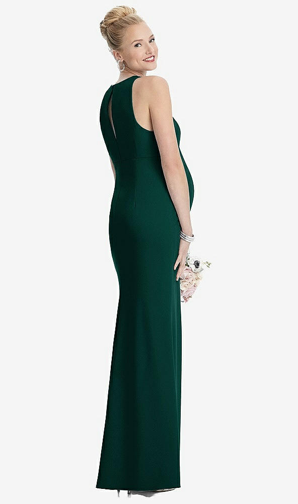 【STYLE: M441】Sleeveless Halter Maternity Dress with Front Slit【COLOR: Evergreen】