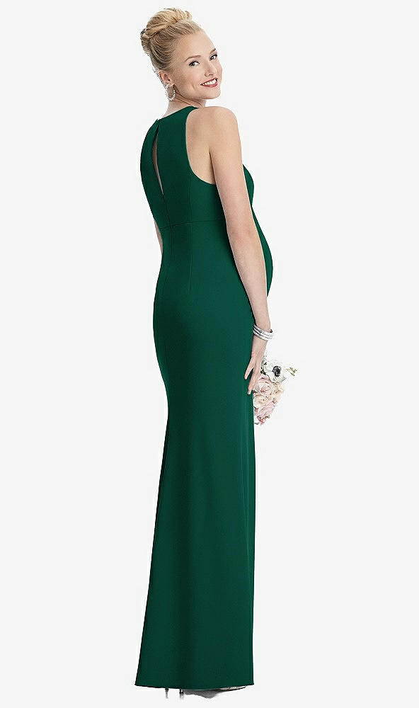 【STYLE: M441】Sleeveless Halter Maternity Dress with Front Slit【COLOR: Hunter Green】