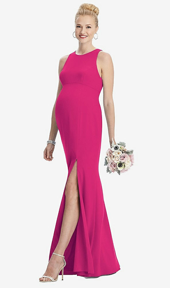 【STYLE: M441】Sleeveless Halter Maternity Dress with Front Slit【COLOR: Think Pink】