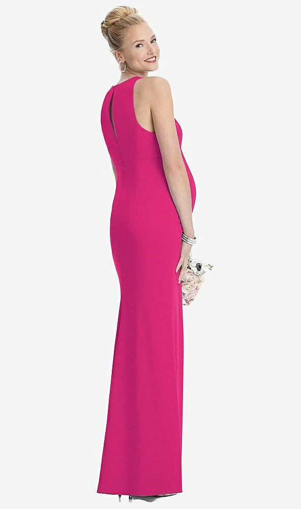 【STYLE: M441】Sleeveless Halter Maternity Dress with Front Slit【COLOR: Think Pink】