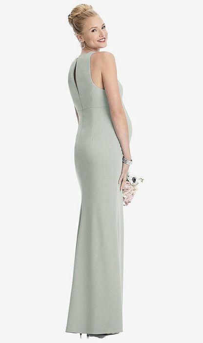 【STYLE: M441】Sleeveless Halter Maternity Dress with Front Slit【COLOR: Willow Green】