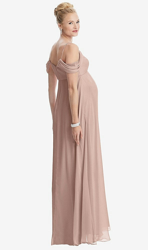 【STYLE: M442】Draped Cold-Shoulder Chiffon Maternity Dress【COLOR: Bliss】