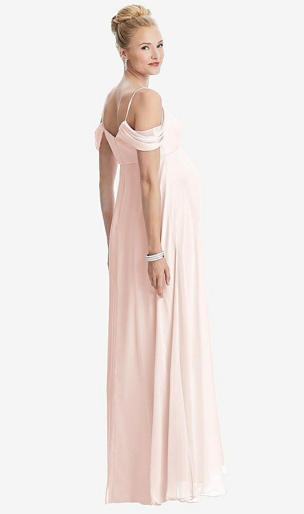 【NEW】【STYLE: M442】ドレープ コールドショルダー シフォン マタニティ ドレス【COLOR: Blush】【SIZE: 00-30W】