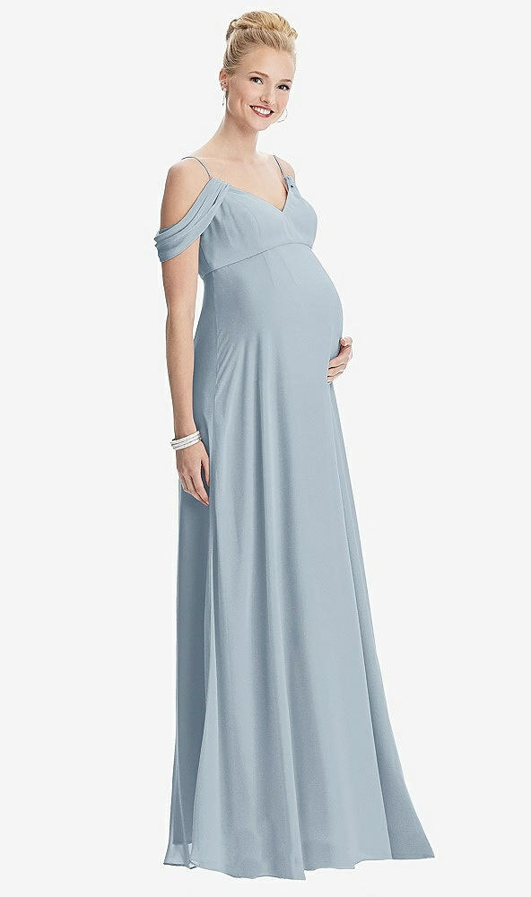 【STYLE: M442】Draped Cold-Shoulder Chiffon Maternity Dress【COLOR: Mist】