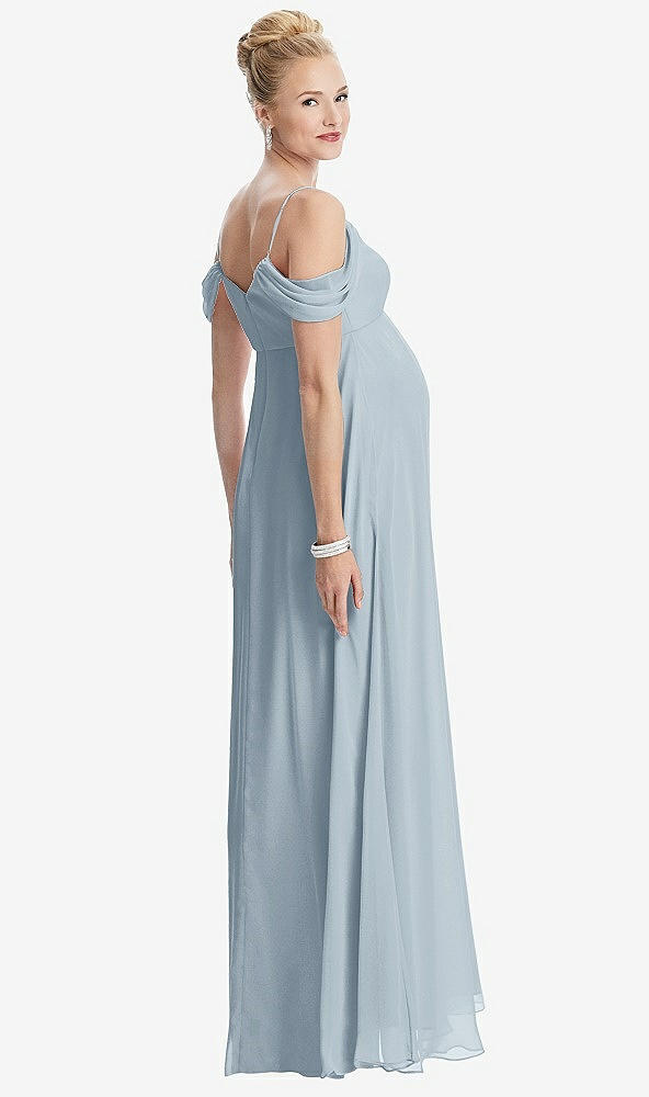 【STYLE: M442】Draped Cold-Shoulder Chiffon Maternity Dress【COLOR: Mist】