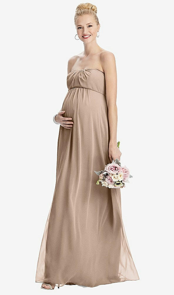 【STYLE: M443】Strapless Chiffon Shirred Skirt Maternity Dress【COLOR: Topaz】