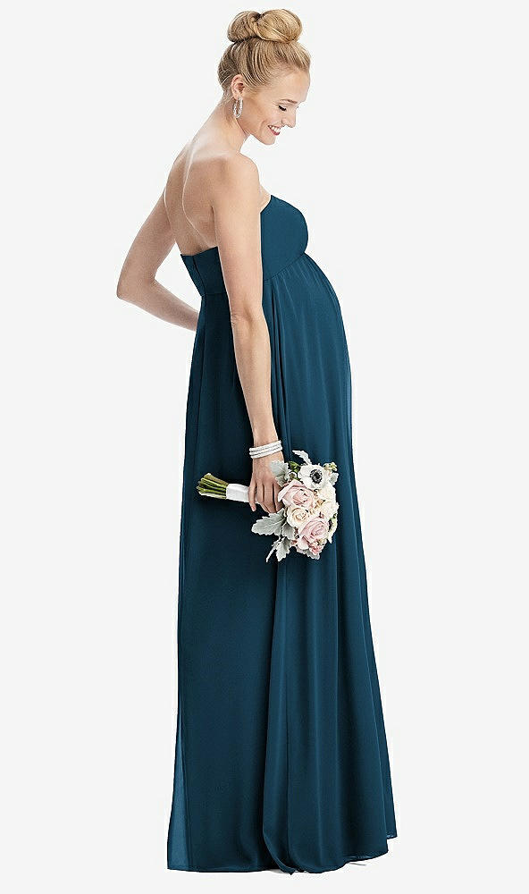 【NEW】【STYLE: M443】ストラップレス シフォン シアレッド スカート マタニティ ドレス【COLOR: Atlantic Blue】【SIZE: 00-30W】