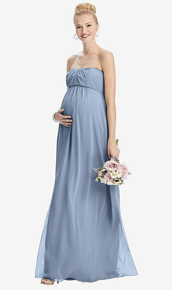 【STYLE: M443】Strapless Chiffon Shirred Skirt Maternity Dress【COLOR: Cloudy】
