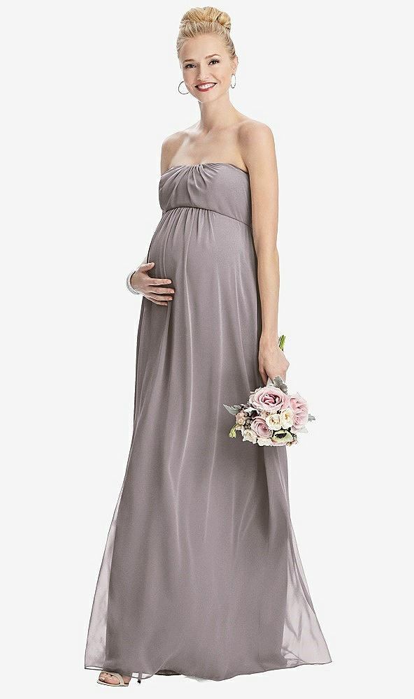 【STYLE: M443】Strapless Chiffon Shirred Skirt Maternity Dress【COLOR: Cashmere Gray】