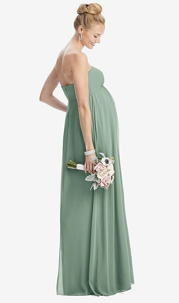 【STYLE: M443】Strapless Chiffon Shirred Skirt Maternity Dress【COLOR: Seagrass】