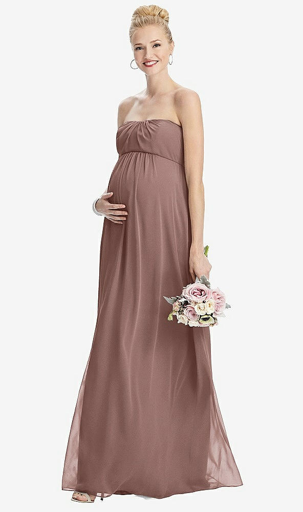 【STYLE: M443】Strapless Chiffon Shirred Skirt Maternity Dress【COLOR: Sienna】