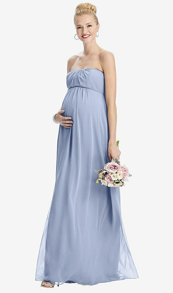 【STYLE: M443】Strapless Chiffon Shirred Skirt Maternity Dress【COLOR: Sky Blue】