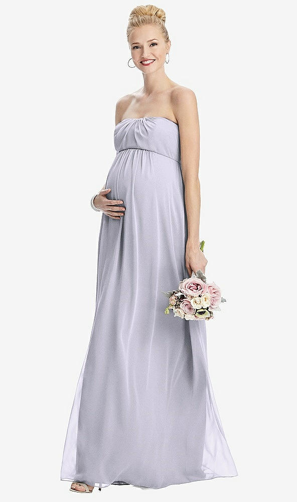 【STYLE: M443】Strapless Chiffon Shirred Skirt Maternity Dress【COLOR: Silver Dove】
