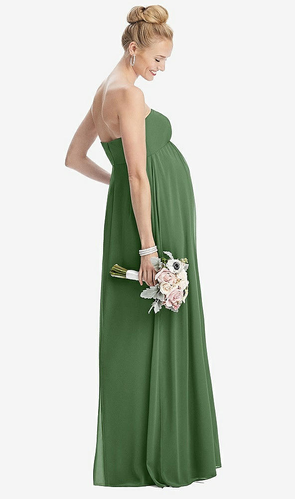 【STYLE: M443】Strapless Chiffon Shirred Skirt Maternity Dress【COLOR: Vineyard Green】