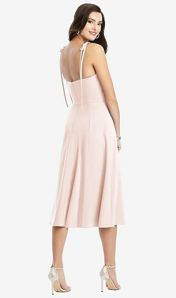 【STYLE: 3069】Bustier Crepe Midi Dress with Adjustable Bow Straps【COLOR: Blush】