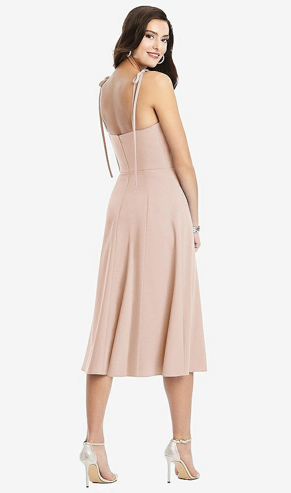 【NEW】【STYLE: 3069】Bustier CREPE MIDI ドレス 調整可能 弓 ストラップ【COLOR: Cameo】【SIZE: 00-30W】