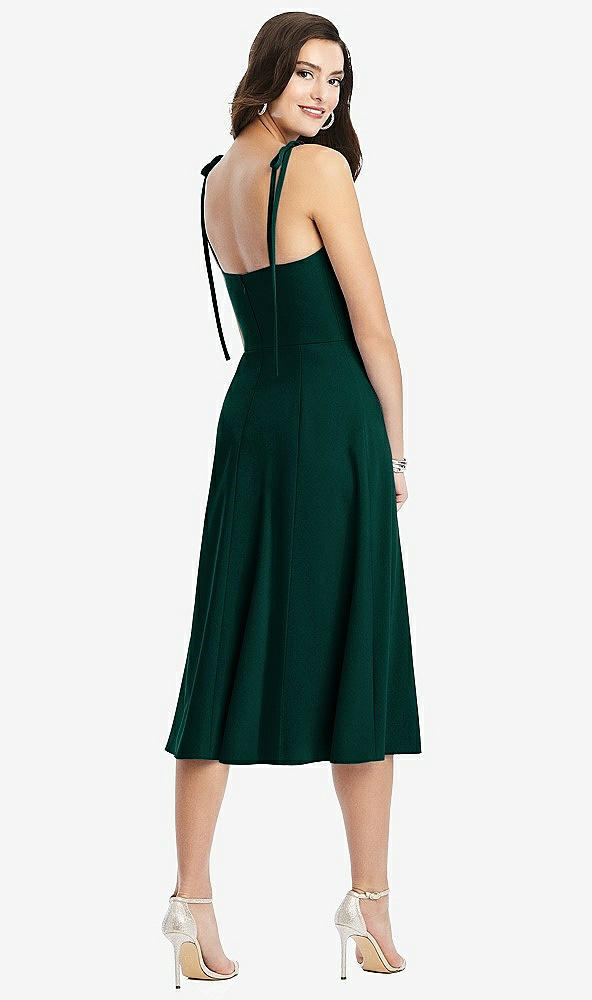 【STYLE: 3069】Bustier Crepe Midi Dress with Adjustable Bow Straps【COLOR: Evergreen】