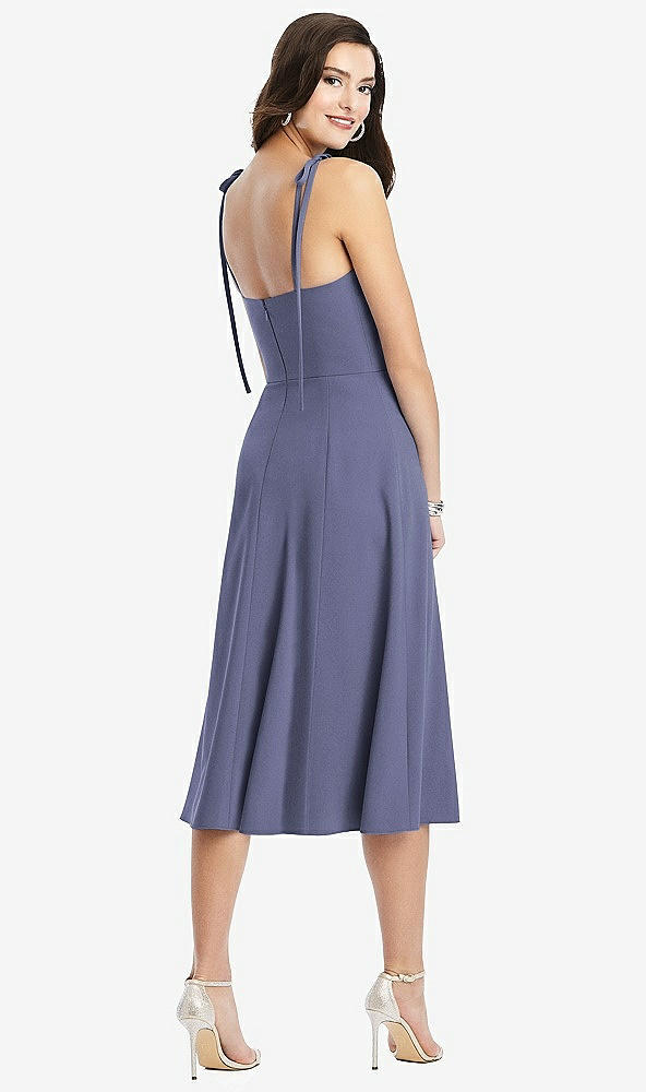 【NEW】【STYLE: 3069】Bustier CREPE MIDI ドレス 調整可能 弓 ストラップ【COLOR: French Blue】【SIZE: 00-30W】
