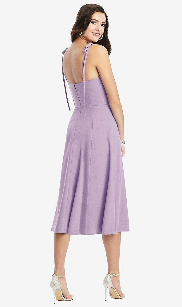 【NEW】【STYLE: 3069】Bustier CREPE MIDI ドレス 調整可能 弓 ストラップ【COLOR: Pale Purple】【SIZE: 00-30W】