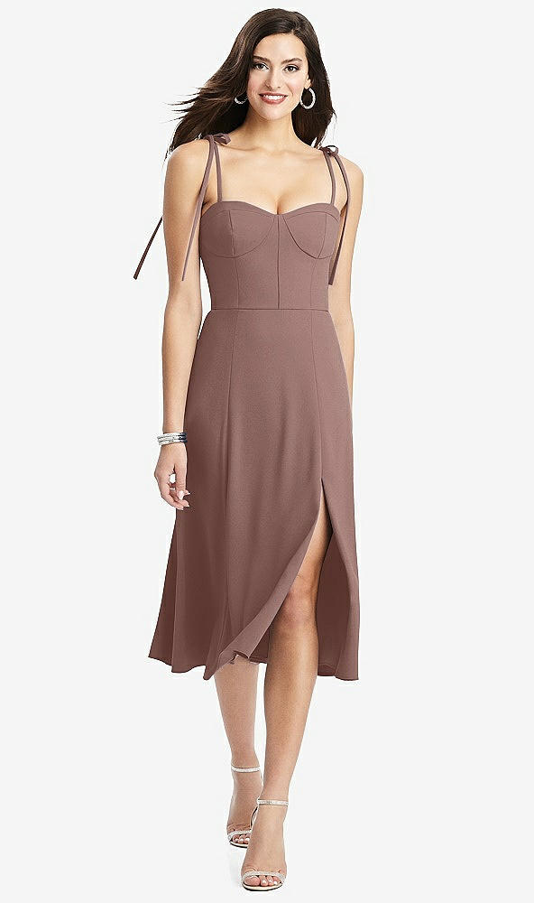 【NEW】【STYLE: 3069】Bustier CREPE MIDI ドレス 調整可能 弓 ストラップ【COLOR: Sienna】【SIZE: 00-30W】