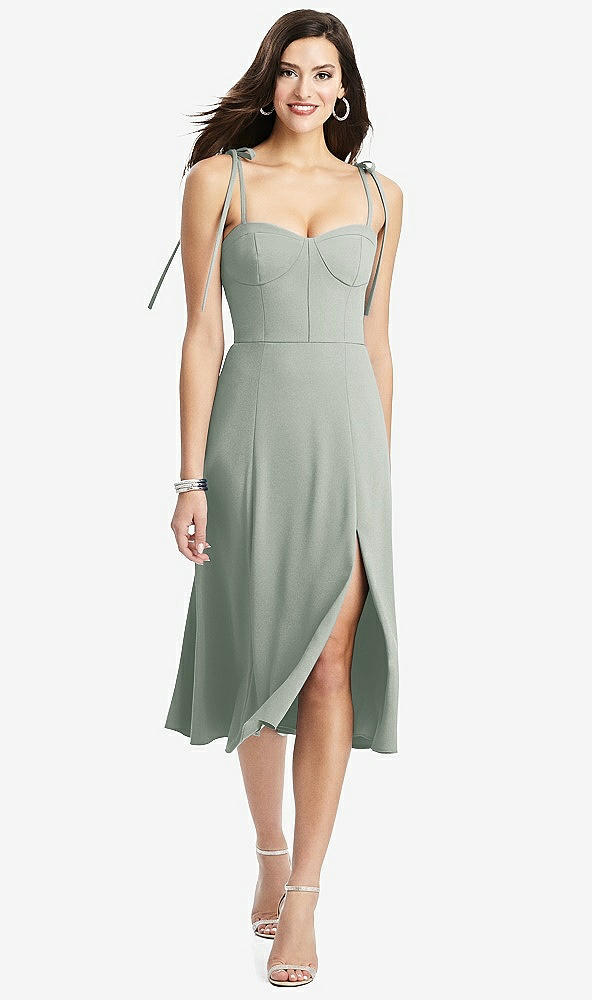 【NEW】【STYLE: 3069】Bustier CREPE MIDI ドレス 調整可能 弓 ストラップ【COLOR: Willow Green】【SIZE: 00-30W】