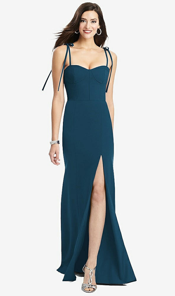 【NEW】【STYLE: 3070】Bustier CREPE ガウン 調整可能 弓 ストラップ【COLOR: Atlantic Blue】【SIZE: 00-30W】