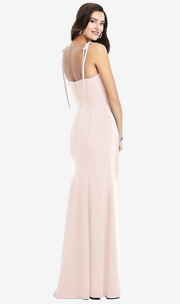 【STYLE: 3070】Bustier Crepe Gown with Adjustable Bow Straps【COLOR: Blush】