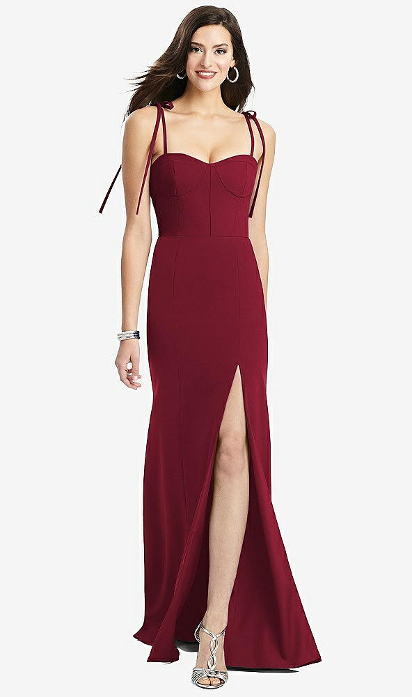 【NEW】【STYLE: 3070】Bustier CREPE ガウン 調整可能 弓 ストラップ【COLOR: Burgundy】【SIZE: 00-30W】