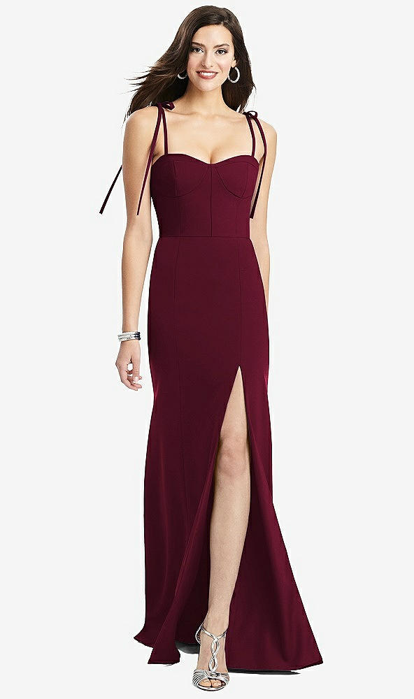 【NEW】【STYLE: 3070】Bustier CREPE ガウン 調整可能 弓 ストラップ【COLOR: Cabernet】【SIZE: 00-30W】