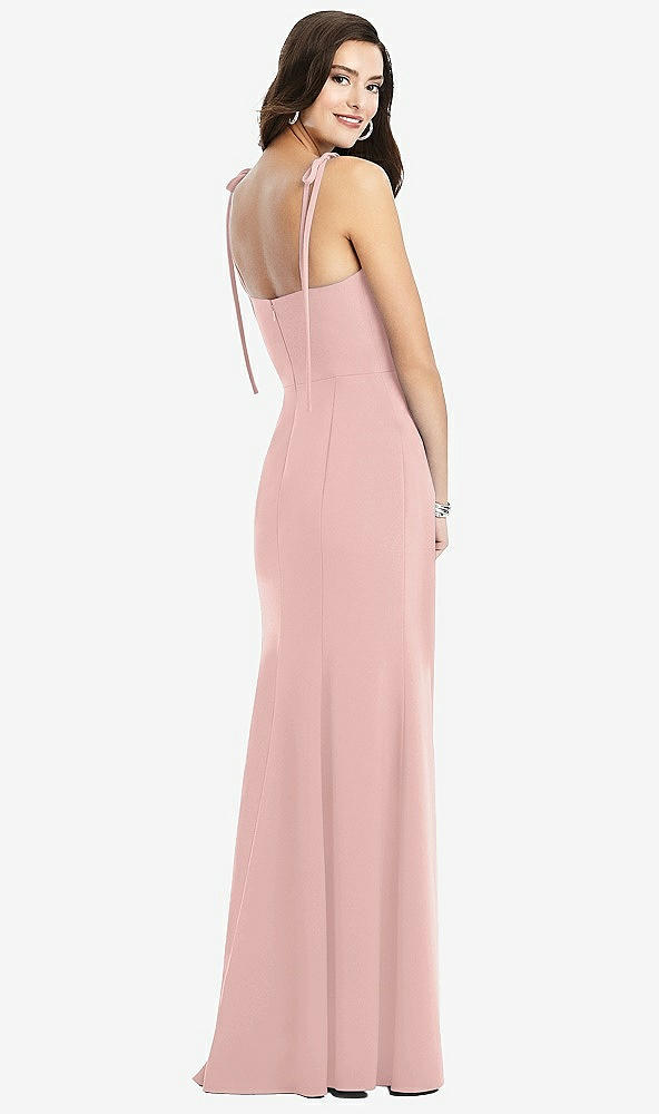 【STYLE: 3070】Bustier Crepe Gown with Adjustable Bow Straps【COLOR: Rose - PANTONE Rose Quartz】