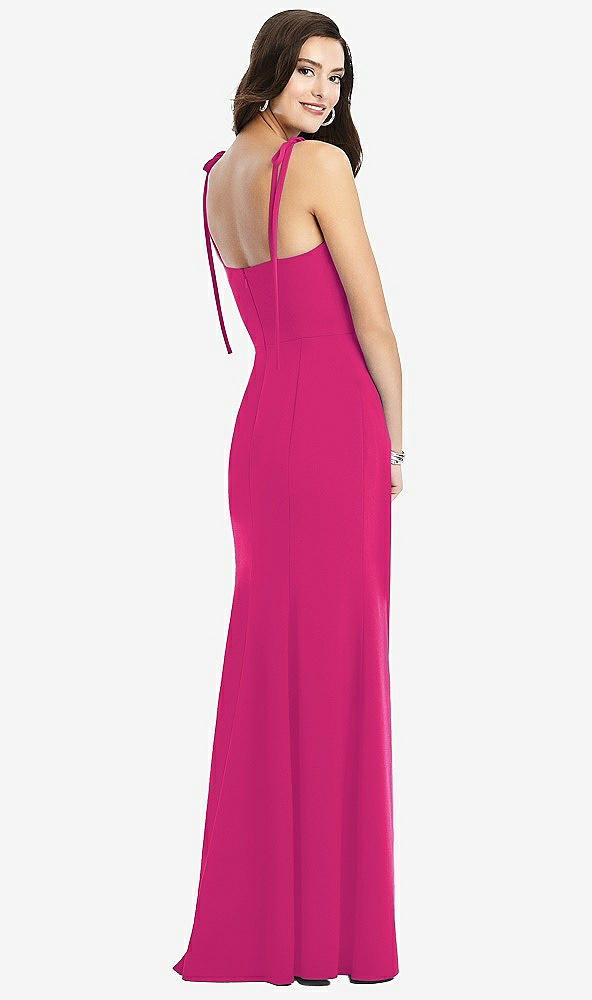 【STYLE: 3070】Bustier Crepe Gown with Adjustable Bow Straps【COLOR: Think Pink】